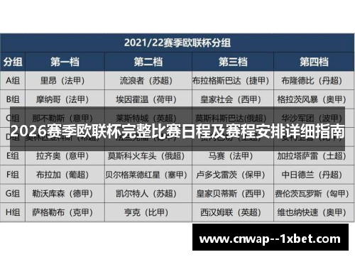 2026赛季欧联杯完整比赛日程及赛程安排详细指南